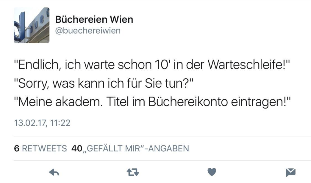 Tweet der Büchereien Wien