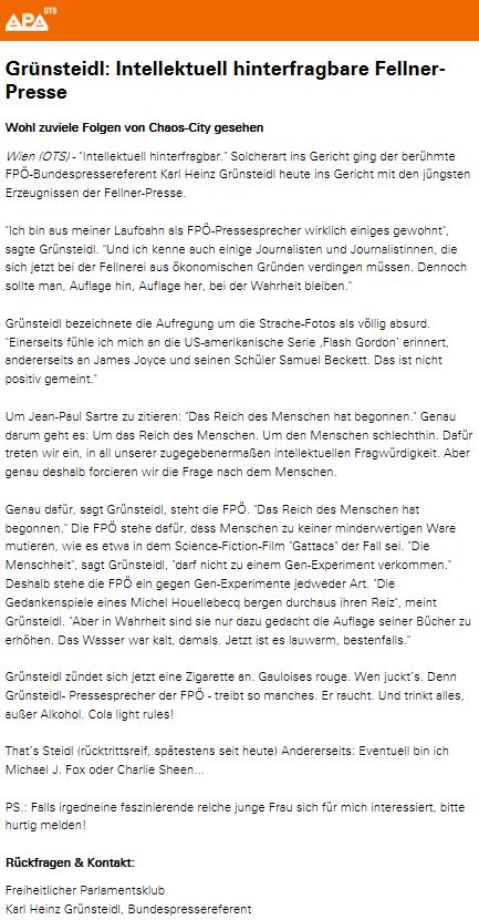 Screenshot Presseaussendung