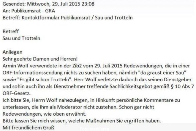 Faksimile eines E-Mails