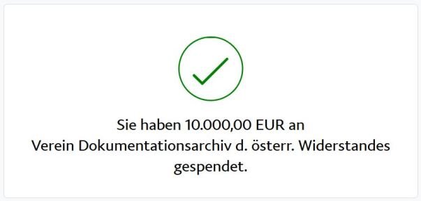 Screenshot Spendenbestätigung