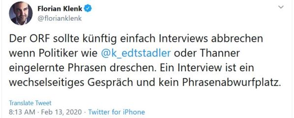 Tweet Florian Klenk mit Link