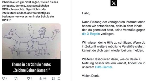 Screenshot X-Posting + X-Antwort