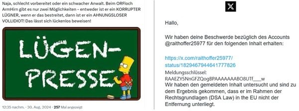 Screenshot X-Posting + X-Antwort